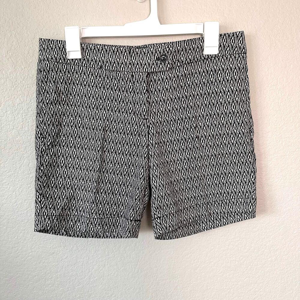 Cynthia Rowley Black White Geometric Diamond Print Shorts Size 8 Aztec Summer